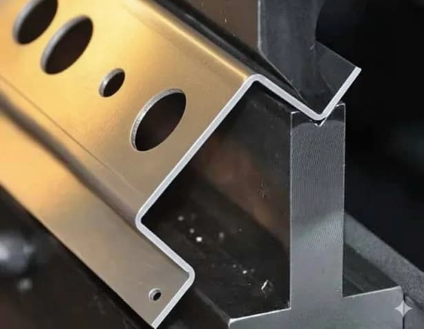 Bent sheet metal part with punched holes